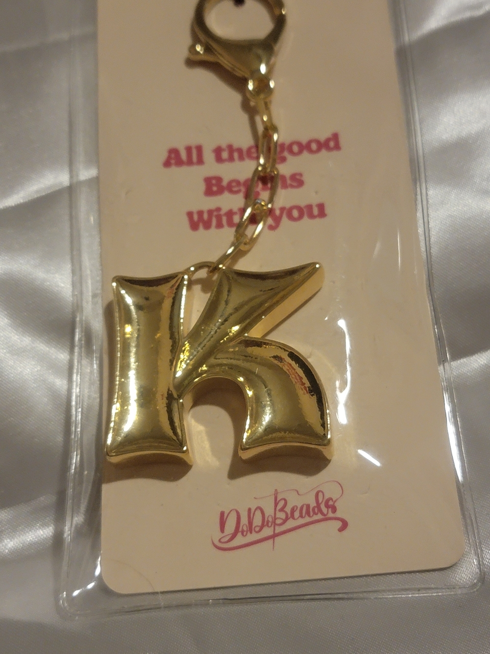Gold 'K' Initial Keychain Charm